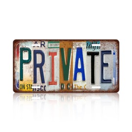 Vintage Private Metal Tin Sign License Plate Wall Decor 12 x 6 Inches