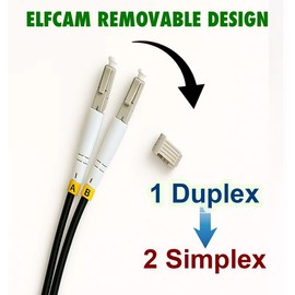 Elfcam® - 150m/492.1ft Outdoor and Indoor Shielded Armored Fiber Optic Cable LC/UPC to LC/UPC OM3 Multimode Duplex 50/125μm LSZH, Black (150M)