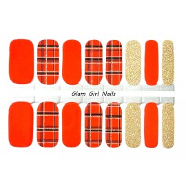 Glam Girl Nails Christmas Plaid Nail polish strips / Nail Wraps / Nail Stickers