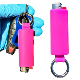 Lighter Holder for J6 BIC Lighters. Silicone case has a Spring Clip Attached to Easily Secure Your Lighter to Any Bag, Key Ring or Belt Loop. (Hot Pink)