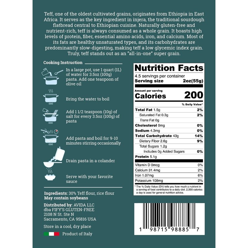 FIFY'S GLUTEN-FREE Teff Penne Pasta – All Natural, Nutrient-Rich Gluten