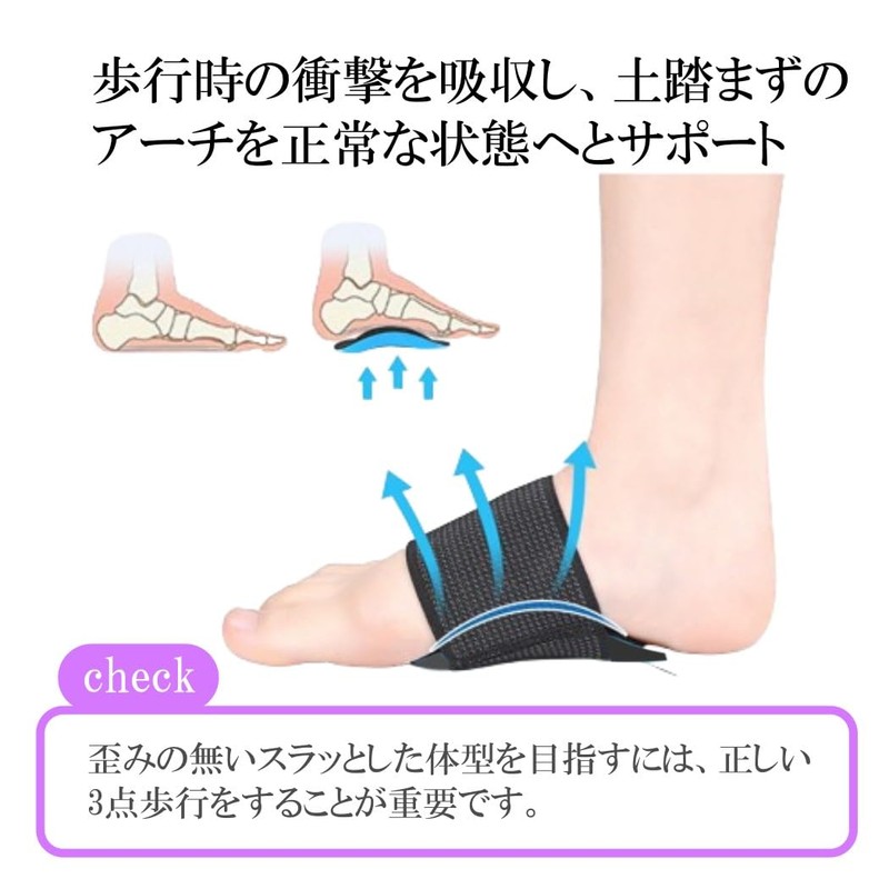 HappyHome 土踏まず サポーター 足用アーチサポーター 足裏サポーター 大人用 左右セット 衝撃吸収 立ち仕事 ランニング