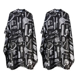 UILYNIU 2 Pcs Professional Barber Cape Hair Cutting Salon Cape, Hair Cutting Cape, Hair Cutting Apron, Hairdressing Gown, Salon Accessories for Hair Styling, Cutting and Coloring Styling (Black)