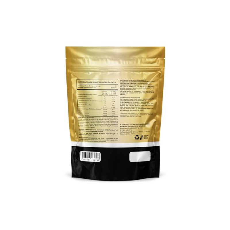 Wellthy L-Carnitina, Relora, Magnesio Marino 90 Cpsulas. 810mg cu. L-Carnitna