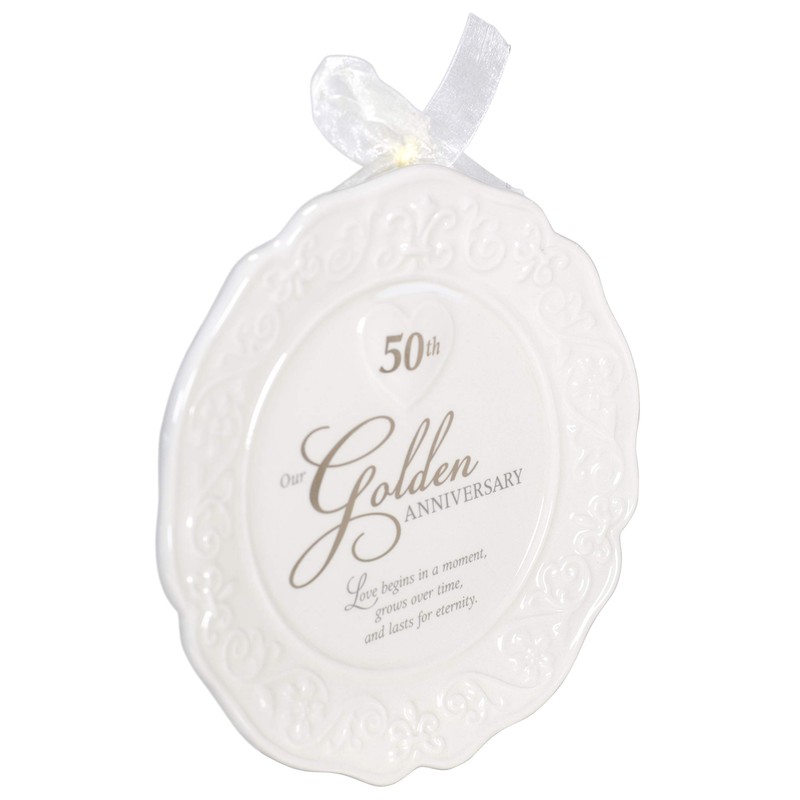 Malden 50th Anniversary Plate Ceramic Picture Frame, 4 by 6-Inch