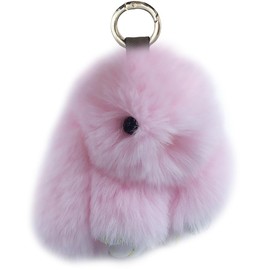 Unpafcxddyig Bunny Keychain Mini Cute artificial Rabbit fur Keychain Car Handbag Keyring 3.9in for Women,light pink