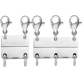 Magnetic Necklace Clasp for Layering – Gold & Silver Multi-Necklace Connector for a Trendy Layered Look - Color: 2Pcs 2+3 Silver Clasp