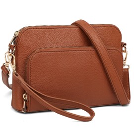 Marvolia Crossbody Bag for Women - PU Leather Shoulder Bag Trendy Small Crossbody Purse Bag for Travel Work Party - Brown