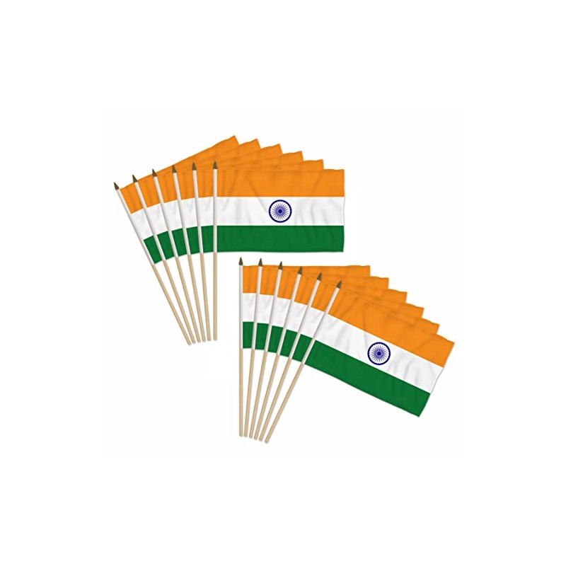 India 12x18in Stick Flag - 1 dozen pack