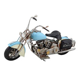 Zaer Ltd. Vintage Style 16" Long Detailed Metal Motorcycle Decorations (Light Blue)
