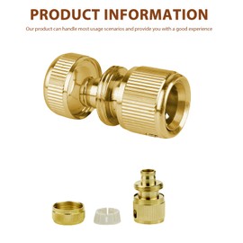 Brass Hose Connector, Pack of 6 Brass Hose Connectors, Brass Quick Coupling, Garden Hose Quick Couplings for Home, Garden, Hose, Parts Plug