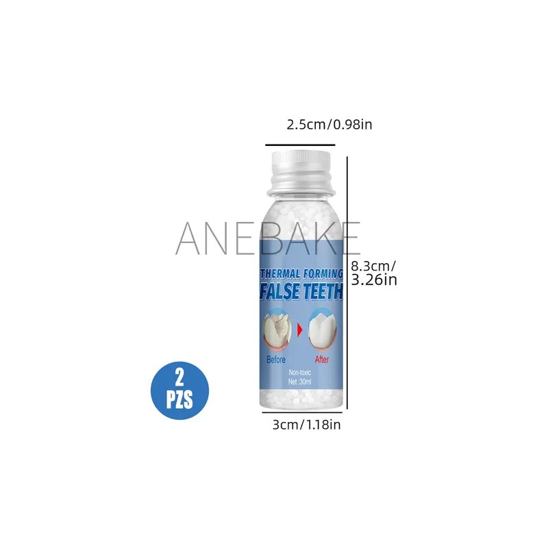 Anebake Kit 2pzs Perlas Reparadoras Blanqueadoras Para Dientes Postizos 30ml