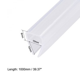 TA-VIGOR U-Type Shower Door Bottom Seal Strip, 8mm Drip Rail - 10mm Glass x 1000mm Length, Frameless Glass Shower Door Sweep Silicone for Shower Door Seal