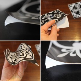 24 Black Tile Stickers Victorian Moroccan Mosaic Style Tile Stickers Transfers Cover for 6x6 15 x 15cm Tile Kitchen Bathroom Stick On Wall Peel and Stick Tile Decals