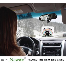 Cute Car Air Freshener, Cats Car Accessories Hanging 2Pcs,Let's Do This Before My Anxiety Kicks In Cars Mental Health Mirror Decor, Girly New Cars Scents Funny Car Accessories for Women(Forest)