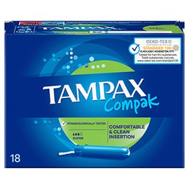 Tampax Compak Super with Applicator Tampons, 18 Tampons