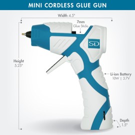 Mini Cordless Hot Glue Gun Precision Nozzle Anti-Drip with LED Guiding Light USB-C Rechargeable Blue/White