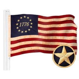 UD_G128 Combo Pack: American USA Tea-Stained Flag 3x5 Ft & 1776 Tea-Stained Flag 3x5 Ft  Both ToughWeave Pro Series Embroidered