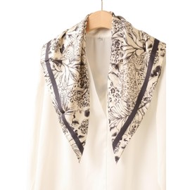 Prettystern 100% Silk Neckerchief Women Men Paisley Silk Scarf Summer Spring Silk Neckerchief, 38. Creamy White