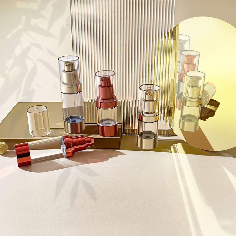 Botella de bomba recargable sin aire, Oro claro/1 oz