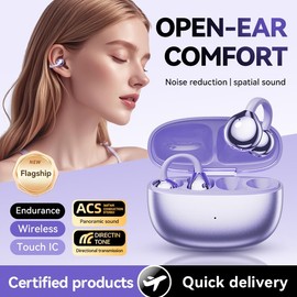 Jacuate Clip on Earbuds,Open Ear Earbuds Wireless Bluetooth 5.4, Lightweight Open Ear Headphones with Mic 59H Battery,Waterproof, for Sports, Running, Small Ears & Glasses Wearers,Workouts