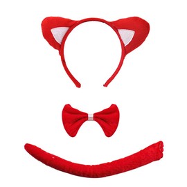 She's Shining Red Fox Set Hairband Hair Bow Ribbon Tail. Performance Jour Poster Headband