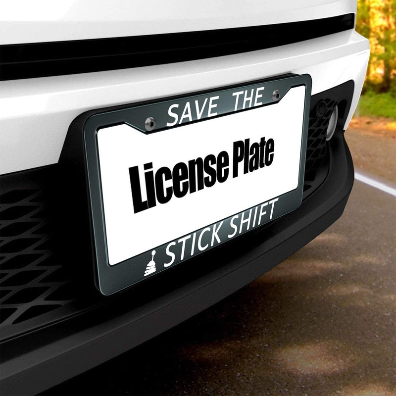HOSNYE Save The Stick Shift License Plate Frame Metal License