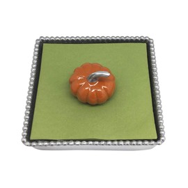 MARIPOSA Orange Pumpkin Beaded Napkinbox, Silver