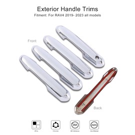 YAKANEY for Toyota RAV4 2019-2023 Door Handle Cover Trims, for Toyota Highlander 2020-2023 Chrome Exterior Sporty Decorative Strip Cover Molding Trims (with Smart Key Hole)