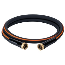 EASTRANS Female to Female Garden Hose 5 ft x 5/8", Heavy Duty Short Water Hose with 3/4" Solid Brass Connector, Flexible, Lightweight, Black & Orange