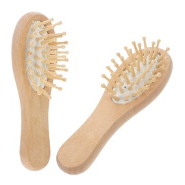 Baluue 2pcs Mini Wooden Hair Brush Detangling Comb Paddle Brush for Scalp Massage Reduces Static Portable for Women Men Boy Girl for Travel and Daily Use