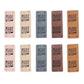 Juland Pack of 30 Handmade Artificial Leather Labels Tags PU Clothing Bag Sewing DIY Clothes Labels Rectangle Sewing Woven Labels Leather Label Signs Patches Handmade - 2 x 5 cm 12345