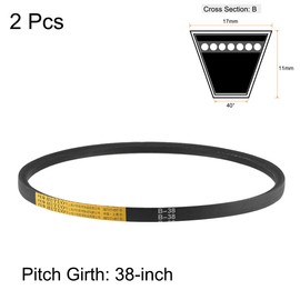 sourcing map B38 V-Belt 38 Inch Pitch Length B-Profile Rubber Drive Belt 965 Li Pack of 2