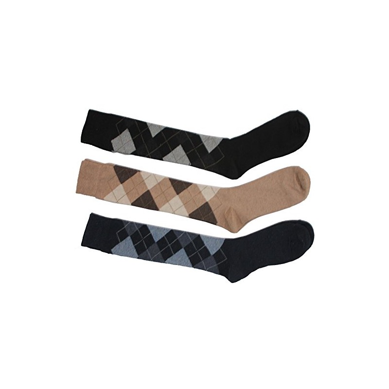 6 PAIR MENS LONG HOSE COTTON RICH ARGYLE GOLFING SPORT