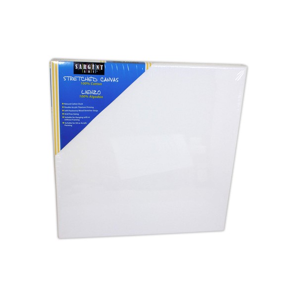 Sargent Art 30 x 30-Inch Stretched Canvas, Blank White Canvases, Double Acrylic Titanium Priming, Perfect for Acrylic, Oil, and Art Projects, Acrylic Pouring & Wet Media