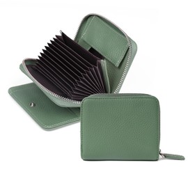 imeetu Wallet Bifold Wallet for Men and Women, Genuine Leather, Large Capacity, RFID Skimming, Mini Wallet, Compact, Card Case, Coin Purse, Key Case, Multiple Storage, Multi-functional, avocado green