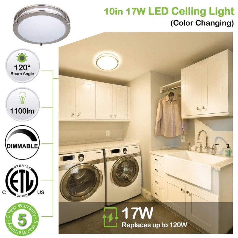 hykolity 10 inch Flush Mount LED Ceiling Light Fixture, 17W
