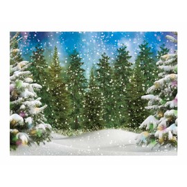 Funnytree 8x6FT Winter Forest Landscape Photography Backdrop Snowy Christmas Pine Tree Background Natural Scene Xmas Party Wall Decoration Supplies Photo Booth