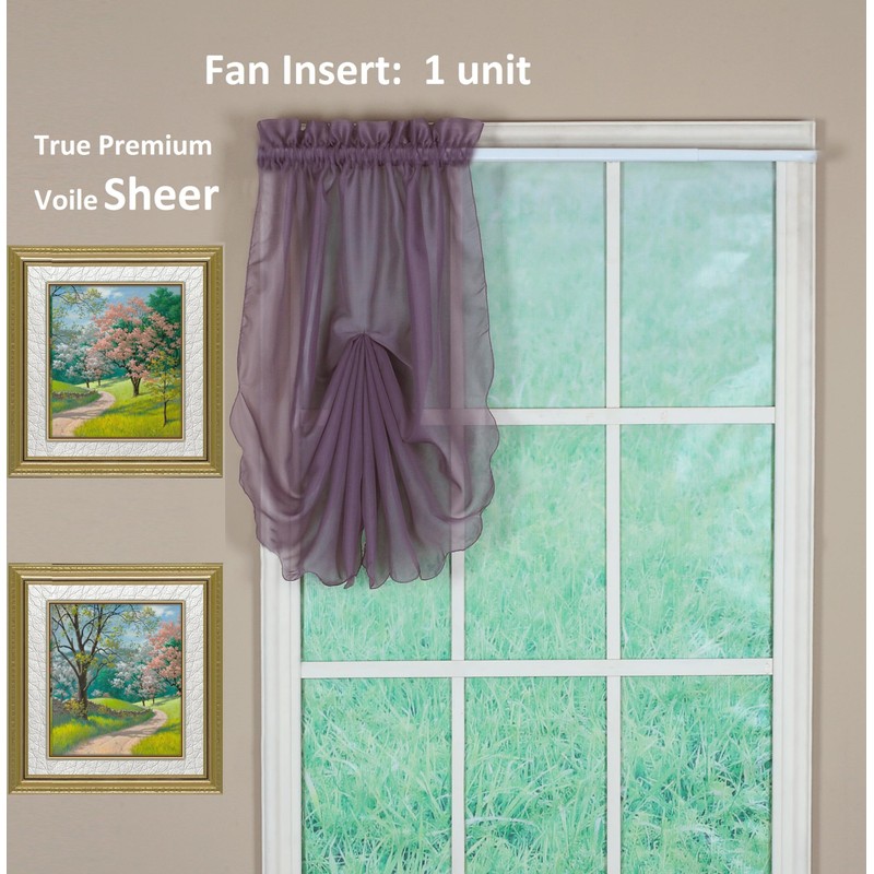 Today's Curtain Emelia Original Voile Fan Insert, Amethyst, 30" W