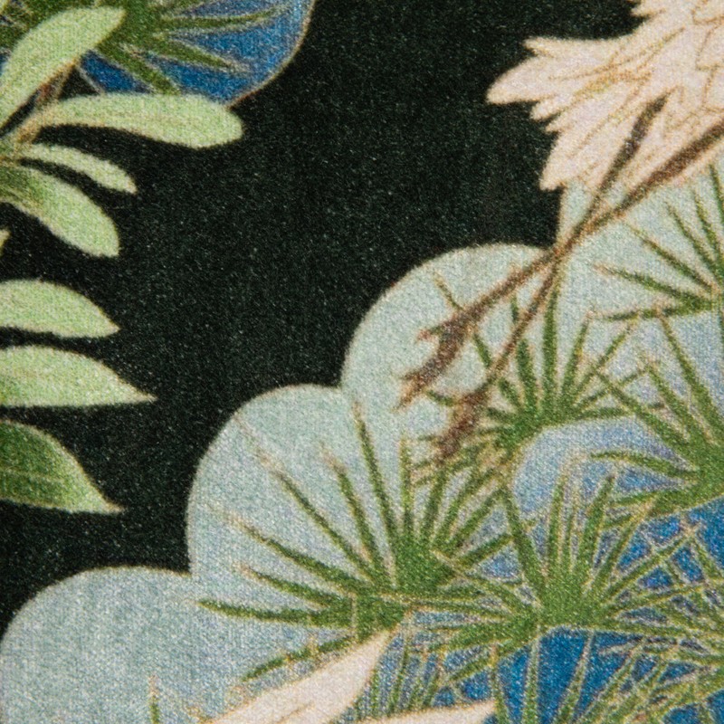 Creative Co-Op Cotton Blend Velvet Printed Pillow with Cranes and