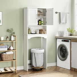 Space-Saving Bathroom Shelf Organizer Freestanding with Doors for Restroom