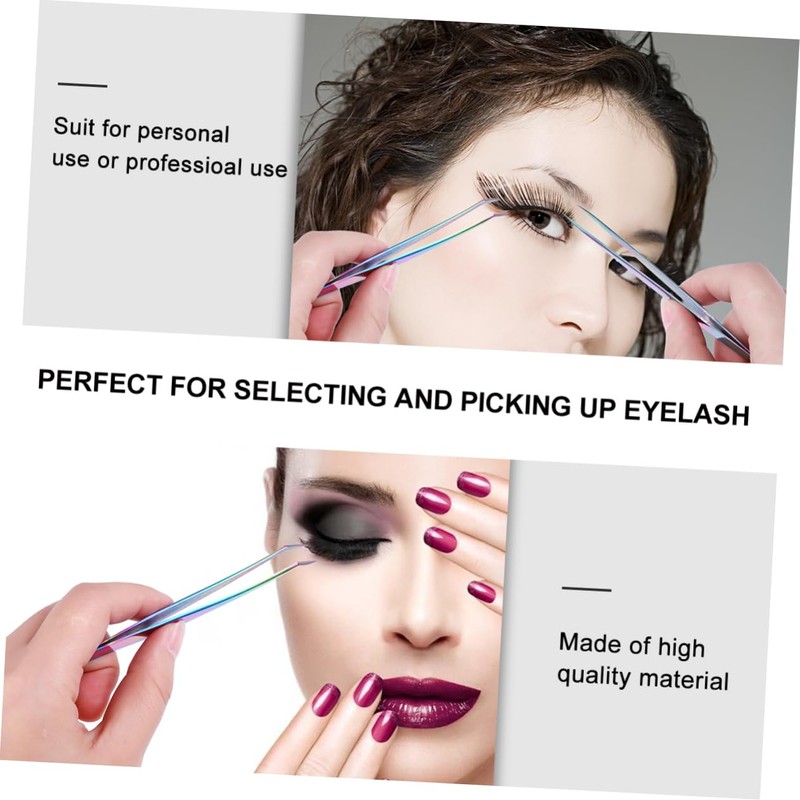 Baluue 1 Set Stainless Steel Eyelash Tweezers Makeup Clamp for