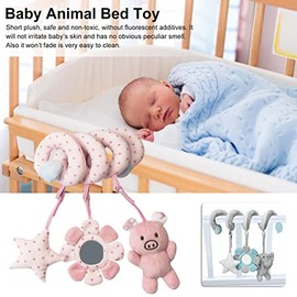Fafeicy Juguete Sensorial en Espiral para Bebés - Colgante para Cochecito, Cuna y Asiento de Coche, Juguete de Peluche Rosa de 40cm