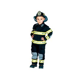 Jr. Fire Fighter Suit with Helmet, Size 8/10 (Black)