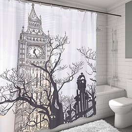 Sweet Home Collection 70" x 72" Bathroom Shower Curtain Heavy Durable Water Repellent Resistant Fabric with Choice of Unique Famous Painting Print, Big Ben