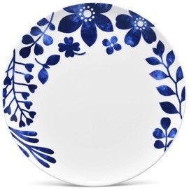 Noritake Sandefjord Dinner Plates, Coupe 11", Set of 4 in Blue/White