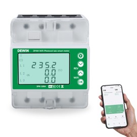 DEWIN Electricity Meter, 3 Phases, Three-Phase Meter, DIN Rail Tuya WiFi Photovoltaic Meter, 3 Phase Recloser Switch, Intelligent Reclosing Protector, 100 A