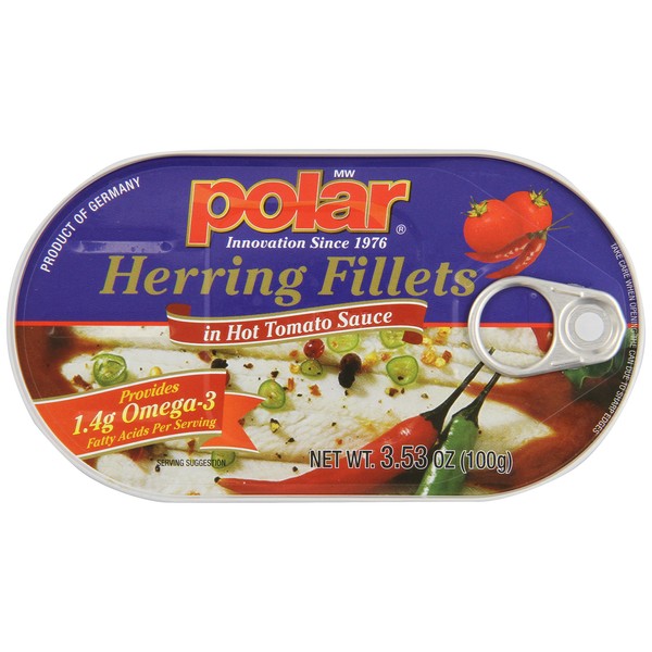 MW Polar Herring, Hot Tomato Sauce, 3.53-Ounce (Pack of 18)