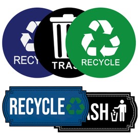 Trash and Recycle Stickers 5 Pcs for Bins, Recycling Stickers for Trash Can UV Stable and Weatherproof, Bin Labels for Kitchen Office Garage Waste Basket Indoor Outdoor Use