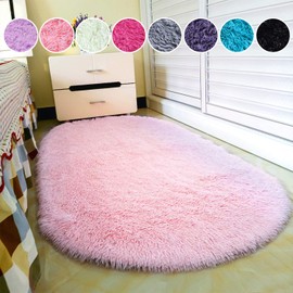 junovo Oval Fluffy Ultra Soft Area Rugs for Bedroom Plush Shaggy Carpet for Kids Room Bedside Nursery Mats, 2.6 x 5.3ft, Pink